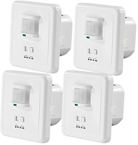 revolt Lampe Klatschsensor: 4er-Set Automatische Lichtschalter mit PIR- und Akustik-Sensor (Lichtschalter Klatschsensor, Licht Klatschsensor, Dämmerungsschalter)