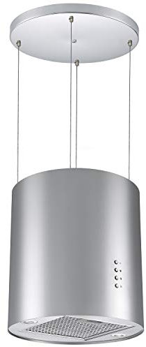 Cookology HICYL351SS Hanging Cyclinder Island Cooker Hood in Stainless Steel - 35cm Width - Modern Ceiling Mounted Extractor Fan - LED Lights - Energy Rating A - 3 Speed Settings - Adjustable Height