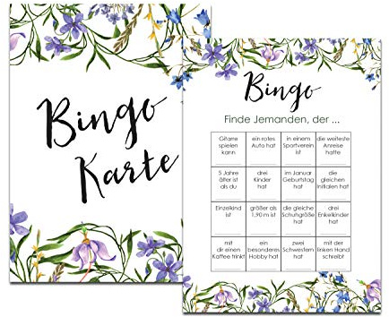 Nastami Bingokarten Blaue Hochzeit, Hochzeitsspiel für Gäste und Brautpaar, 50 Stück