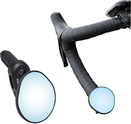 Hafny Road Bike Bar End Mirror, Convex Blue Glass Mirror, HF-M956B-FR06 (Anti-glare Blue)