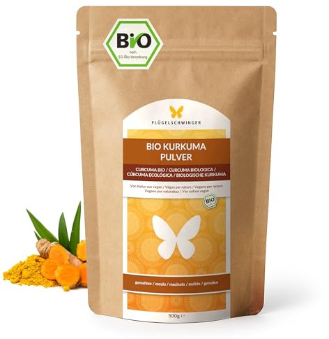 500 g de poudre de curcuma BIO, cultivée et fabriquée selon la norme bio de l’UE, sans additifs
