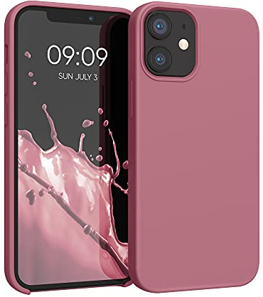 kwmobile Cover per Apple iPhone 12 mini Custodia - Back Case per Smartphone in Silicone TPU - Protezione Gommata - rosa scuro