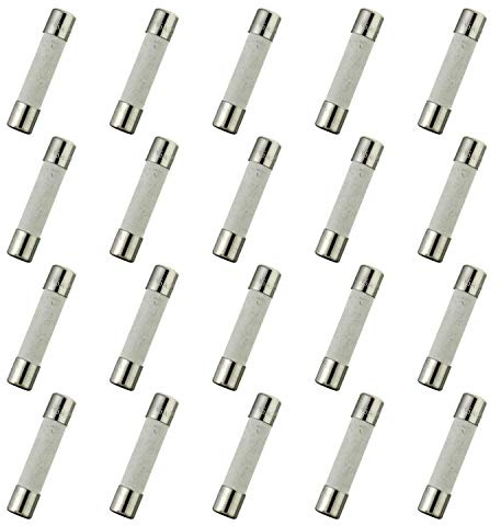 HUAREW T15AL250V 20 piezas 6x30 mm 0,24 x 1,18 pulgadas fusibles de tubo de cerámica de soplado lento 15A 250V
