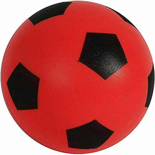 OnlineStreet storlek 4 fotboll – svampskum fotbollsboll; perfekt för utomhusspel för barn, inomhusfotboll, barn/vuxna trädgårdsspel och strandspel för familjer (17,5 cm) (röd)