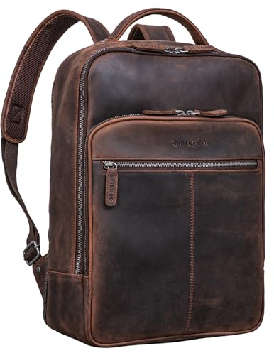 STILORD Pietro Business Lederrucksack Groß Laptoprucksack 15.6 Zoll Vintage Backpack für Büro Arbeit Uni Trolley Aufsteckbar XL Echtleder Farbe:Zamora - braun