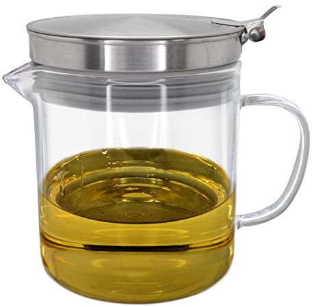 Nerthus FIH 942 Glas Fettkanne mit Filter 500 ml für Öl Fisch Küche wiederverwendbar