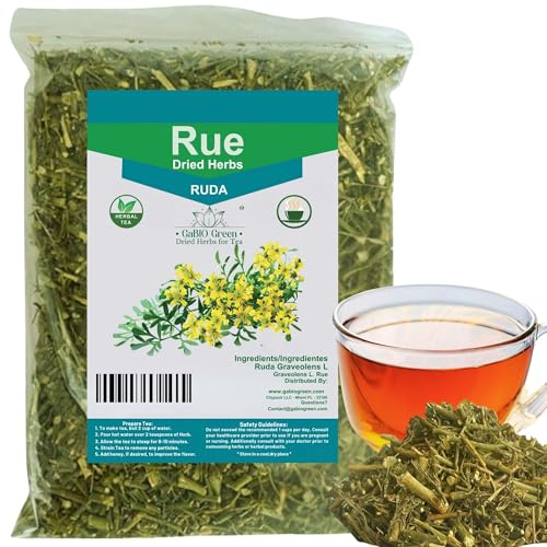 RUE Dried Herbs Ruda Seca, Ruda Graveolens, rue leaves and branches Dried Rue Leaves (Ruta graveolens) | Raw Herbal Ingredient (2 Ounce)