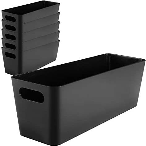 #11 6x Ordnungsbox 10cm hoch schwarz 30x10x10cm 2L Wandregal schmaler Korb