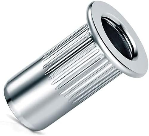 M8 Blind Rivet Nuts, Dome Head Grooved Round Body Open-ended Threaded Insert, 8mm Nutsert, Zinc Plated Steel Knurled Rivnut, Rivsert for Steel, Alloy, Copper, Plastic, Fiberglass (50 pcs.)