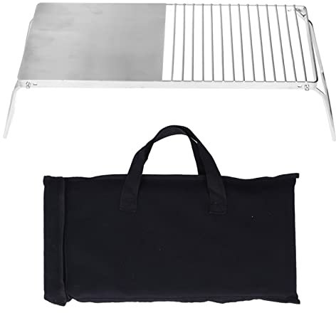 44CM Camping Grillhalter Klappbarer Lagerfeuer Topfständer Outdoor Holzkohle Holz Braten Teppanyaki Tragbar über Feuer Picknick Grill Metall BBQ Tisch mit Aufbewahrungstasche