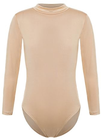 Hansber Mädchen Turnbody Langarmbody Kinder Rundhals Gymnastikbody Langarm Shirt Kinder Sportbekleidung Gymnastikanzug Sport Ballett