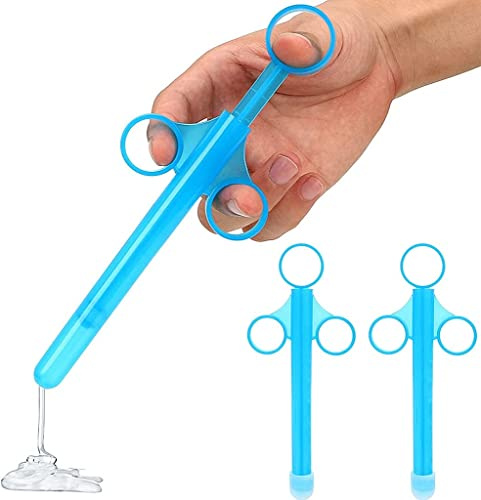 Lube Tube Spritzen,Schmiermittel Spritzen,Schmiermittel Applicator,2PC Vaginal Applikatoren für Männer Frau Anus und Vagina Reinigungswerkzeuge mit Traktionsring und Fingergriff (Blau)