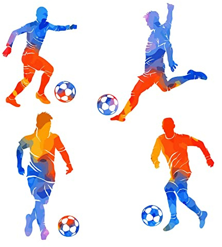 PLIGREAT Fußball Wandtattoo Fußballer Aufkleber für Kinderzimmer, Coole Sport Sticker für Jungen Liebhaber Schlafzimmer Deko Bunte Wandaufkleber Geschenk