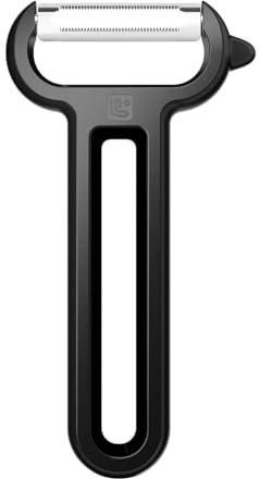 Linoroso Peeler, Serrated Cut Y-Type Thin Peeler with Tip for Fruit and Vegetable Peeling, Sharp Smooth, Comfortable Grip - Classic Black