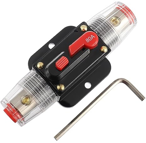 EPLZON 80A Interruttore Interruttore 80 AMP Fusibile Inline Holder 12V-48V DC Pulsante di Reset Manuale per Car Audio Amplificatore di Suono Sistema RV Casa Marine Boat Truck