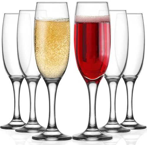 LAV Bicchieri da Champagne e Spumante, Set di 6 Calici in Vetro da 220ml, Senza Piombo