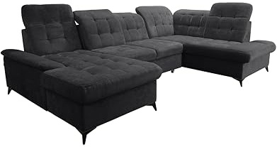 Robin Inspire NEO U Ecksofa Schlafsofa Anthrazit Rechts | 343×210×90 cm, U-Form Eckcouch mit Schlaffunktion, 2 Bettkästen, verstellbare Sitztiefe, Rückenhöhe, Wohnzimmer Sofa