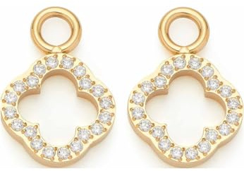 JEWELS BY LEONARDO Ohrring-Einhänger Beauty's Norma • Creolen-Anhänger aus goldfarbenem Edelstahl • Charms aus Kleeblatt-Elementen besetzt mit Zrkonia-Steinchen • Schmuck Geschenk für Frauen • 023530
