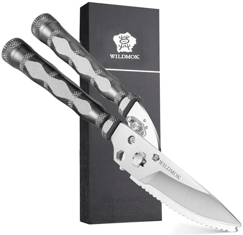 WILDMOK Heavy Duty Poultry Shears - 8.5 Inch Multi-Function Stainless Steel Poultry Outdoor Shears, Ultra Sharp Kitchen Scissors for Outdoor Camp, Grey