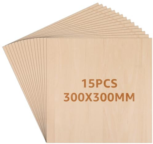 LDXDRU 15 placas de madera contrachapada de 3 mm, contrachapado de abedul, 300 x 300 mm, corte de madera, láminas de madera contrachapada, placas de madera para manualidades, corte de madera