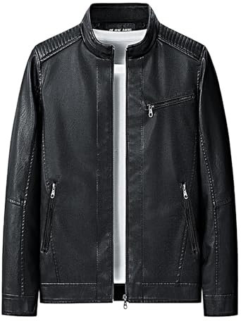 Uomo Autunno E Inverno Alla Moda In Piedi Collare Peluche Moto Giacca In Pelle Pesante Pioggia Cappotti Donna, Nero , L