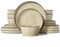 Homikit Ensemble de vaisselle, 18 pièces en grès Ensemble de vaisselle 6 personnes, émail réactif Service de table avec assiettes à dessert Bols de céréales Assiettes plates, micro-ondes, Stylé Kaki