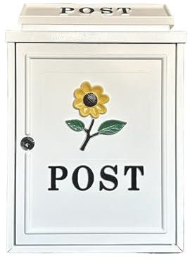 HWJFDC Letter Box Villa Letter Box Rain-Proof Old-Fashioned English Villa Mailbox Outdoor Mailbox Creative Letter Box Inbox(White Sunflower Spot)