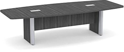 Konferenztisch in Bootsform, 3 m, verstecken Drähte in Beinen, Rennstrecke, Konferenzraum, Sitzungssaal, Schreibtisch, hochwertiges Büromöbel, modernes Holz, 299,7 cm L x 119,4–81,3 cm B x 73,7 cm H