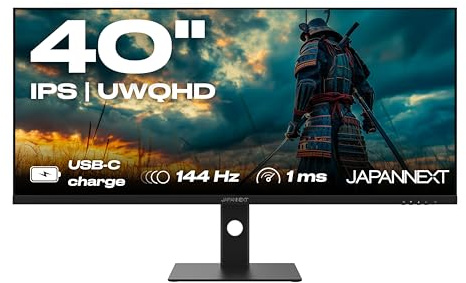 JapanNext Gaming 40 144Hz 1ms IPS UWQHD (3440 x 1440) | Carga a través de USB-C(90 W) Inclinación Ajustable Altavoces | G-Sync/FreeSync | JN-IPS401UWQHD144-C90W