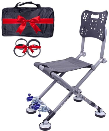 WUCIOA Professioneller faltbarer Angelstuhl, Aluminium mit verstellbarer Rückenlehne und Beinen, Rutenhalter, Setzkescherhalter, 2,3kg/5 lbs tragbar für Gelände (B)