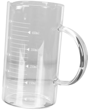 OFFSCH Bicchiere in Vetro Resistente al Calore Tazza Trasparente Multifunzione Scala Graduata Materiale Vetro Durevole per Bevande Uso Domestico e Cucina