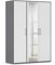 Rauch Möbel Hamilton, Kleiderschrank, Schrank, Garderobe, Organizer, 3-türig, mit Spiegel, Farbe Weiß/Grau metallic, Schwarz, Stangengriff Grau metallic, 140x194x54cm