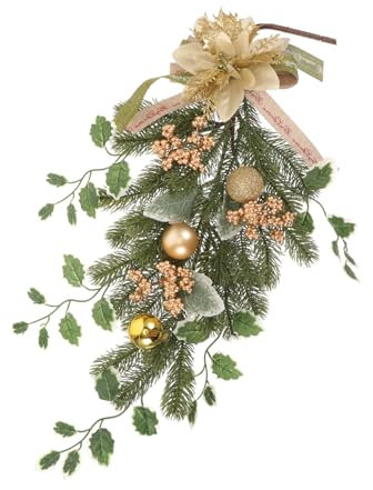 Cabilock Weihnachtsgirlande in Tropfenform Aus Hochwertigem Pe-Material Als Dekoration Für Türen Treppen Schlafzimmer Und Wohnzimmer Natürlich Wirkend Und Pflegeleicht