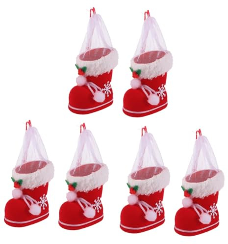 Homoyoyo 2 Unidades De Botas Navideñas Rojas De Santa Claus - Contenedores De De Media Pluma para Dulces y Bocadillos - Adornos Colgantes para Decoración del Árbol De Navidad
