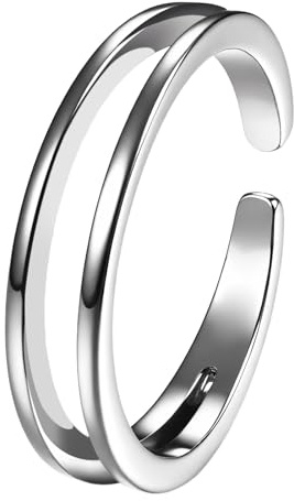 Cupimatch tåring 925 sterlingsilver: klassisk justerbar öppen dubbeltå ring hypoallergen justerbar bandring enkel sommar strand fotsmycke för kvinnor mor flickor, Rostfritt stål