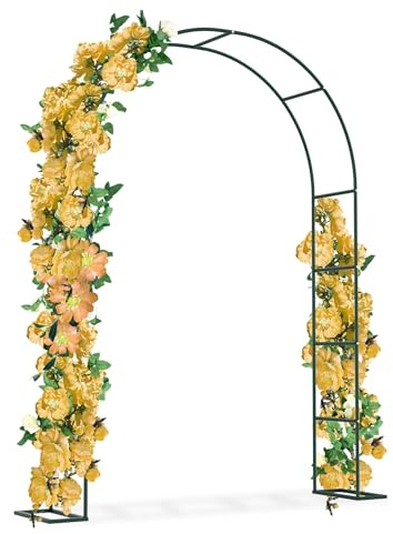 NAIZY Arco per rose in metallo, 2,4 m, stabile, decorazione da giardino, decorazione per rose, resistente alle intemperie, per matrimoni, per piante rampicanti, verde scuro