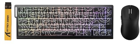 ATTACK SHARK X68 HE Kabelgebundene Magnetische Tastatur mit X3 Kabelloser Gaming-Maus-Kombination, 8KHz Rapid Trigger Tastatur, 0,01 mm RT-Präzision, 49g Maus, PAW3395, 26000 DPI – Schwarze Konturen