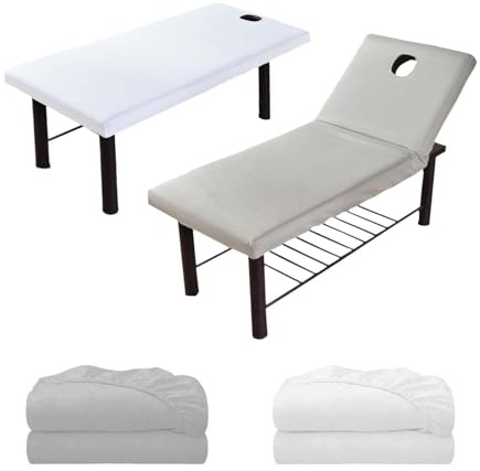 2 Pièces Drap de lit de Massage,Housse de lit de massage lavable,drap housse table de massage,Tricoté Couvre-Lit de Massage,Convient aux salons de beauté, aux lits de massage, de physiothérapie, etc.