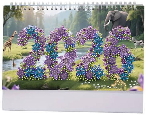 Generisch Diamantmalerei Papierkalender 2026,Diamond Art Painting Tischkalender,Weihnachten Schreibtisch Kalender,Monats Flip Tischkalender für DIY Bastelarbeiten Partygeschenk,Christmas (*F)