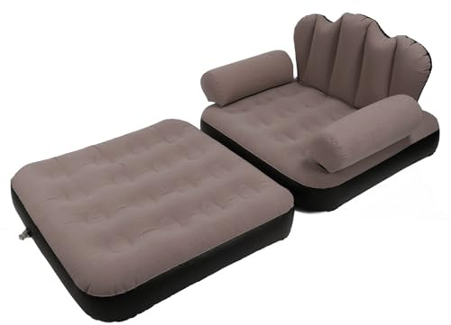Saluaqui Canapé-lit Gonflable Polyvalent 5-en-1 | Chaise Gonflable Pliante Multifonctionnelle pour Usage Extérieur Intérieur | Canapé Portable Robuste pour Le Camping (Brown)