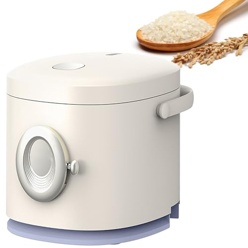 Mini Cuociriso Elettrico, Piccolo Vaporizzatore di Riso per 1-2 Persone con Timer e Funzione Mantieni Caldo, Pentola per Riso Portatile Multifunzionale per Casa, Cucina, Dormitorio e Ufficio