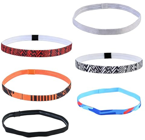 6 Piezas Diadema Hombre Alta Elasticidad Circunferencia 50cm Cinta Pelo Deporte Evite La SudoracióN Y El Cabello Bloqueando Su VisióN Delgado Para FúTbol, Correr, Baloncesto, Yoga