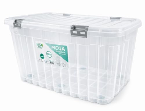 BH | Plastic Storage Box with Lids and Wheels | Extra LARGE Size |120L (L:81.5cm W:55cm H:44cm)| 1-PACK |Stackable Clear Durable Multipurpose Office Toys Home Tools Crafts Household - by Best House