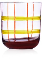 Ichendorf Milano Tumbler, Giallo e Bordeaux, Collezione Gesti, 35 cl, Vetro Soffiato a Bocca, Rifinito a Mano