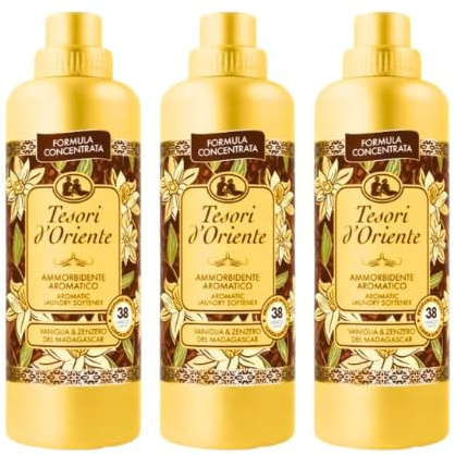 Tesori d’Oriente Vaniglia & Zenzero Weichspüler – 3er Pack – je 760 ml – TOTAL 2280 ml – Vanille & Ingwer aus Madagaskar – Konzentrierter Duftweichspüler