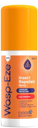 Wasp-Eze DEET Free Insect Repellent Max Strength Spray, 100ml | Mosquito Repellent, DEET Free, for Travel & Outdoors, Up to 8hrs Protection, Suitable for Children age 1y+ & Adults