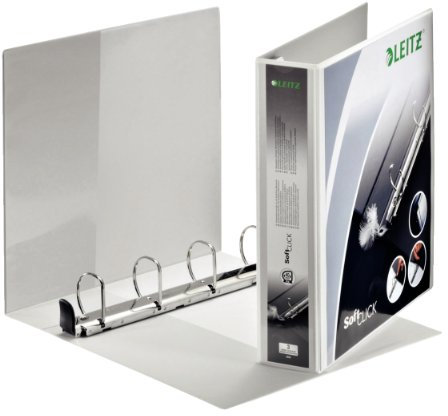 Leitz Premium SoftClick Präsentationsringbuch, A4, Ordner zur Präsentation mit 2 Außentaschen für individuelle Gestaltung, 4 Ringe, 40 mm, Für bis zu 380 Blatt (80 g/m²), Weiß, 42030001