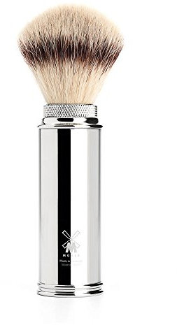 MÜHLE Travel Reiserasierpinsel - Rasurpinsel mit Silvertip Fibre - Griff aus verchromtem Metall - Handarbeit