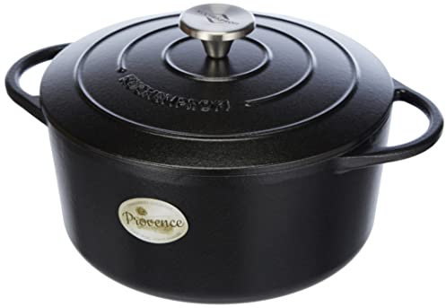 Küchenprofi Bratentopf Provence mit Deckel aus Gusseisen in der Farbe Schwarz Fassungsvermögen 4,2L, Maße: 24cm x 11,3cm, 04 0100 10 24