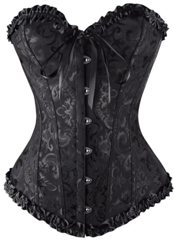 KUOSE Damen Vollbrust Corsage Bauchweg Korsage Top Übergrößen Schwarz, EUR(38-40)XL